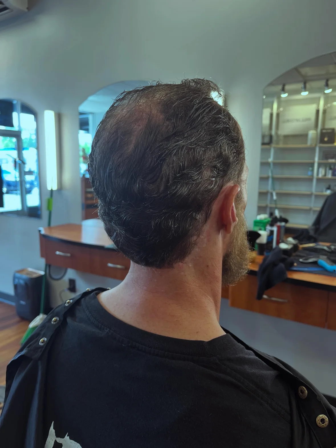 After: a neat, freshly cut back and neckline